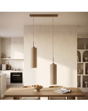 Beżowa lampa wisząca tuba MADERA 2 punktowa regulowana LED