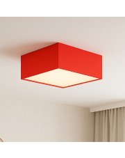 Czerwona lampa sufitowa z kwadratowym kloszem 40x40 cm ALABAMA