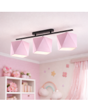 Regulowana lampa sufitowa do pokoju dziecka DETROIT z różowymi abażurami