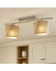 Beżowa lampa sufitowa 2-płomienna na listwie do salonu CORONA