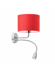 Podwójny kinkiet z abażurem CAPRI nowoczesny kinkiet LED chrom/czerwony
