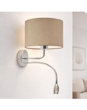 Kinkiet do czytania w sypialni CAPRI z beżowym abażurem