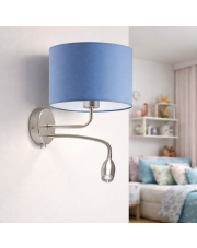 Designerski kinkiet do pokoju dziecka CAPRI 2 punktowy regulowany niebieski/chrom