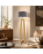 Drewniana lampa podłogowa w stylu rustykalnym BAKU
