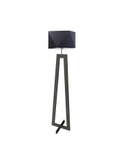 Czarna lampa podłogowa drewniana  w stylu rustykalnym BAKU