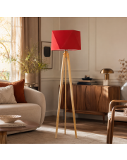Lampa stojąca drewniana ręcznie robiona BOMBAJ lampa z drewnianymi nogami