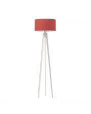 Biała lampa stojąca z drewna z czerwonym abażurem MIAMI
