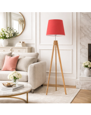 Lampa podłogowa na 3 nogach ARUBA z czerwonym abażurem