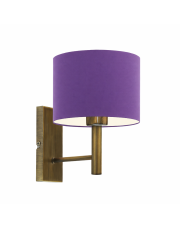 Geometryczny kinkiet do pokoju z fioletowym abażurem TEGU w stylu art deco