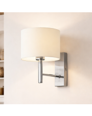 Czarny kinkiet do salonu TEGU z ecru abażurem w klasycznym stylu