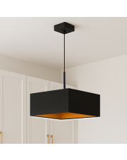 Nowoczesna lampa wisząca do salonu z geometrycznym abażurem ze złotym wnętrzem 40x40 cm BOGOTA GOLD 