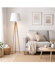 Biała lampa stojąca z abażurem CURACAO