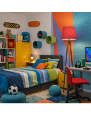 Drewniana lampa podłogowa na trójnogu CURACAO