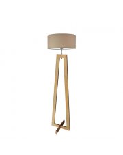 Drewniana lampa stojąca do salonu w kolorze beżowym BALI 