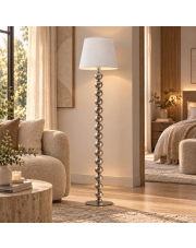 Skandynawska lampa stojąca do salonu z abażurem BANGKOK 