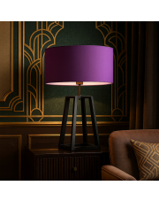 Czarna lampa stołowa w stylu vintage THOR z fioletowym abażurem