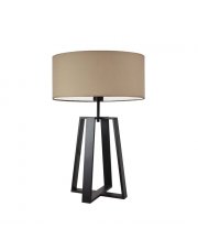 Metalowa lampa stołowa duża z beżowym abażurem do salonu THOR