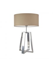Metalowa lampa stołowa duża z beżowym abażurem do salonu THOR