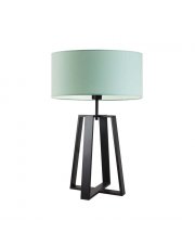 Czarna lampa stołowa do salonu z miętowym abażurem THOR