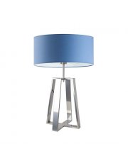 Srebrna lampa stołowa do pokoju dziecięcego THOR z niebieskim abażurem
