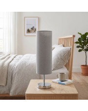 Skandynawska lampka stołowa LED do salonu SYDNEY abażur jasnoszary tuba fi-15 cm
