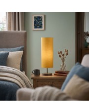 Designerska lampka nocna w kolorze musztardowym SYDNEY abażur tuba E27