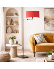 Funkcjonalna lampa stojąca z regulacją kąta padania światła CANCUN z czerwonym abażurem