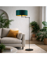 Lampa stojąca z regulowanym ramieniem CANCUN abażur 40 cm zieleń butelkowa