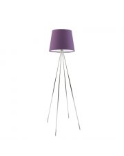 Chromowana lampa stojąca na 4 nóżkach z fioletowym kloszem PANAMA