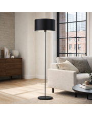Czarna lampa stojąca do salonu WERONA czarna lampa stojąca z abażurem