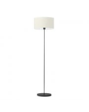 Czarna lampa podłogowa do salonu z kremowym abażurem WERONA