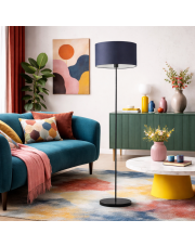 Minimalistyczna lampa stojąca podłogowa do salonu WERONA z granatowym abażurem