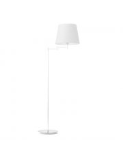 Biała lampa stojąca do salonu ASTI z regulacją kąta padania światła