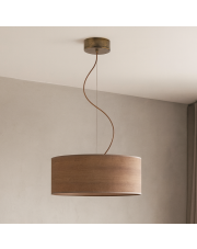 Elegancka lampa wisząca do sypialni z abażurem w kolorze orzechowym HAJFA ECO fi - 40 cm - kolor orzechowy