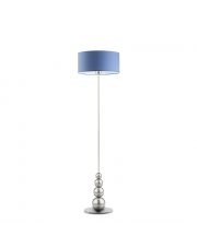 Srebrna lampa stojąca do pokoju dziecka ROMA z niebieskim abażurem