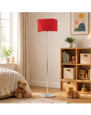 Lampa podłogowa FIDŻI z czerwonym abażurem