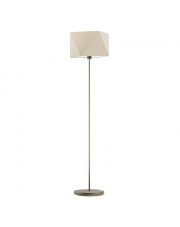 Klasyczna lampa podłogowa do salonu FIDŻI z tkaninowym abażurem w kolorze ecru