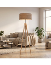 Drewniana lampa podłogowa na 3 nogach HAITI ECO w stylu skandynawskim
