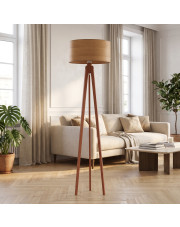 Drewniana lampa stojąca na trójnogu do czytania w salonie MIAMI ECO