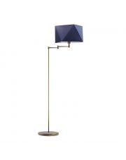 Biała lampa stojąca do czytania w łóżku SANTIAGO z granatowym abażurem
