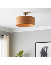 Plafon sufitowy w stylu skandynawskim WENECJA ECO fi - 30 cm z fornirowym abażurem w kolorze orzecha
