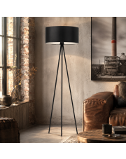 Czarna lampa podłogowa do sypialni w stylu loft SEWILLA na 3 nóżkach