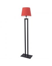 Czarna lampa podłogowa do salonu VEGAS z czerwonym abażurem