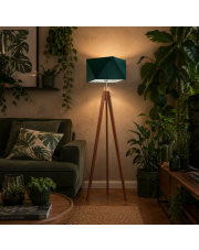 Drewniana lampa stojąca do salonu na trójnogu LAGOS