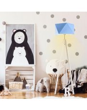 Drewniana lampa do pokoju dziecka LAGOS z niebieskim abażurem