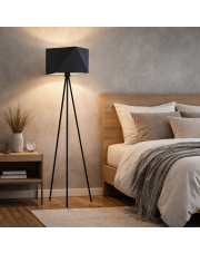 Trójnożna lampa podłogowa do sypialni KANTON z brązowym abażurem