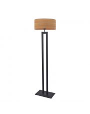 Czarna lampa stojąca do salonu KALIFORNIA ECO z designerskim kloszem w kolorze dąb sonoma