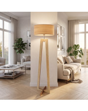 Drewniana lampa stojąca do czytania BALI ECO w stylu skandynawskim