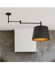 Czarna lampa sufitowa na wysięgniku ruchomym TAMPA GOLD z abażurem