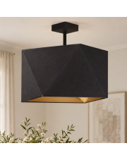 Czarna lampa sufitowa do jadalni nad stół w stylu glamour TACOMA GOLD z abażurem ze złotym wnętrzem